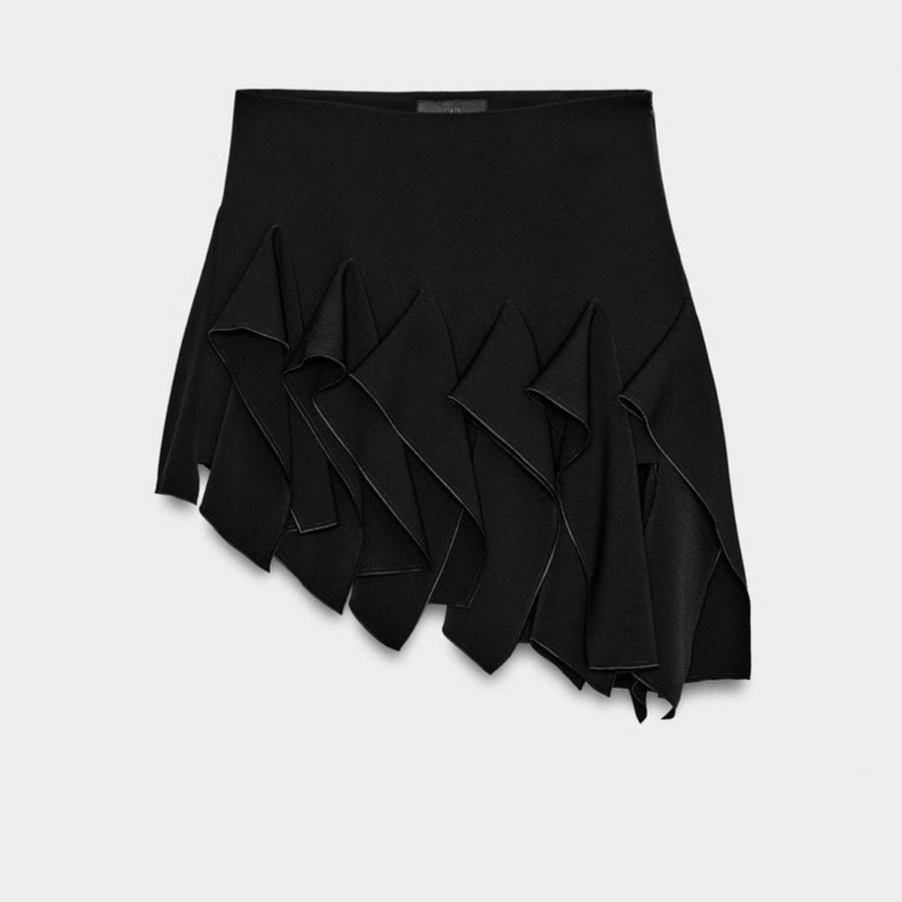 NWT ZARA ZW ASYMMETRICAL RUFFLE SKIRT